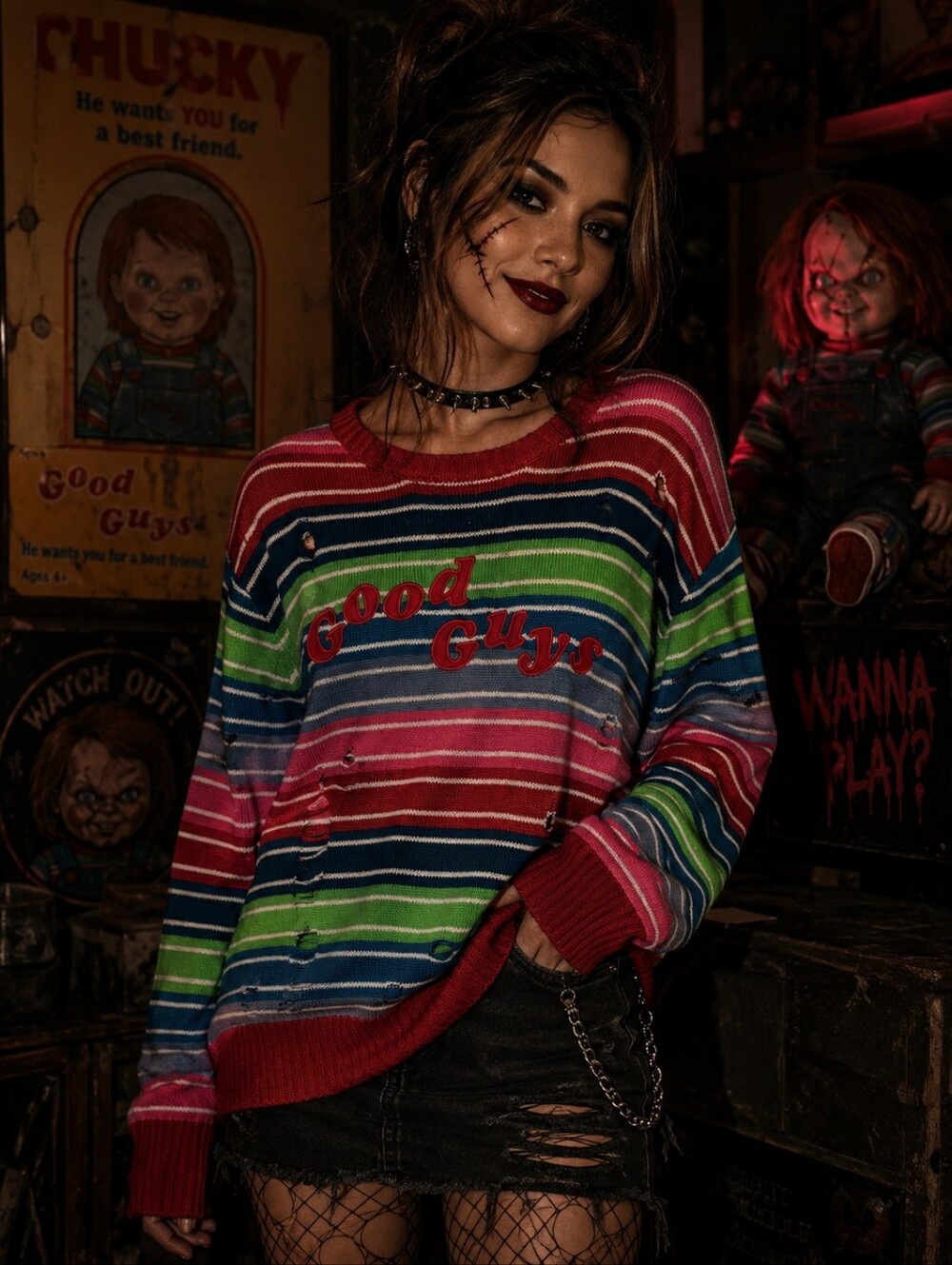 Chucky Halloween Sweater  - Multicolor